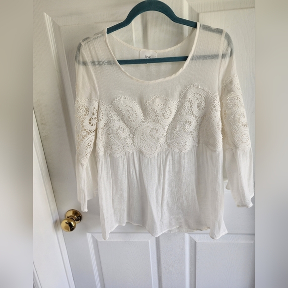 Fyve White Lace And Gauze Bohemian Peasant Women's Top Medium - Picture 1 of 5